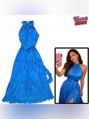 Aqua Pleated Tie Waist Dress - Bloomingdale’s Exclusive!